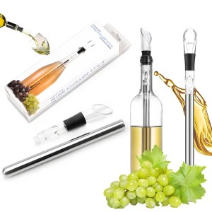 Wine chiller stick and aerator pourer device