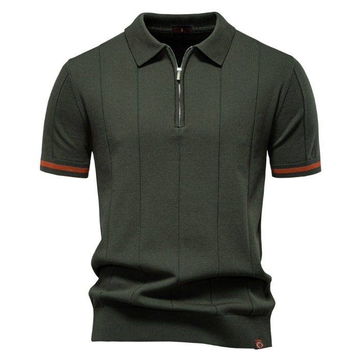 Formal men's textured polo shirt - Image 2