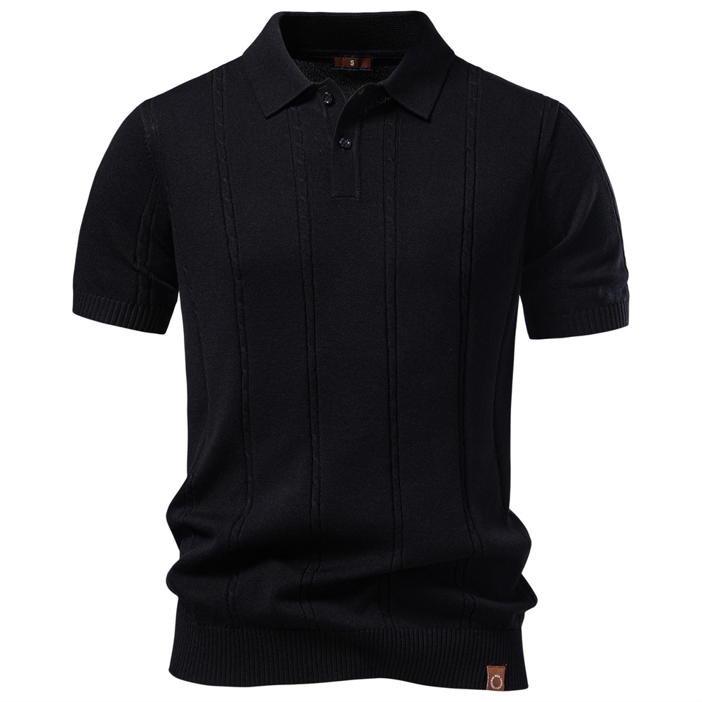 Men's textured knit polo shirt - Image 3