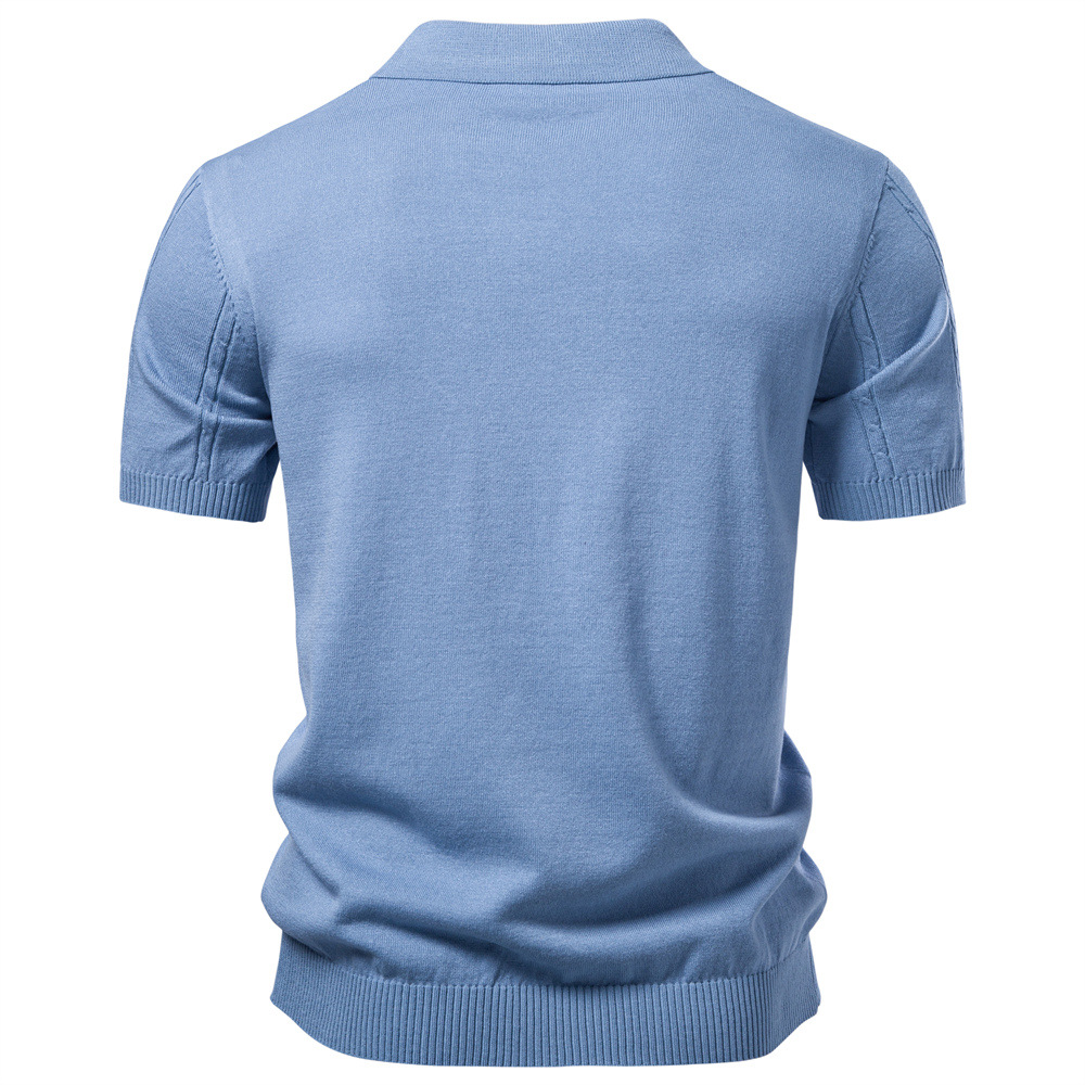 Men's textured knit polo shirt - Image 5
