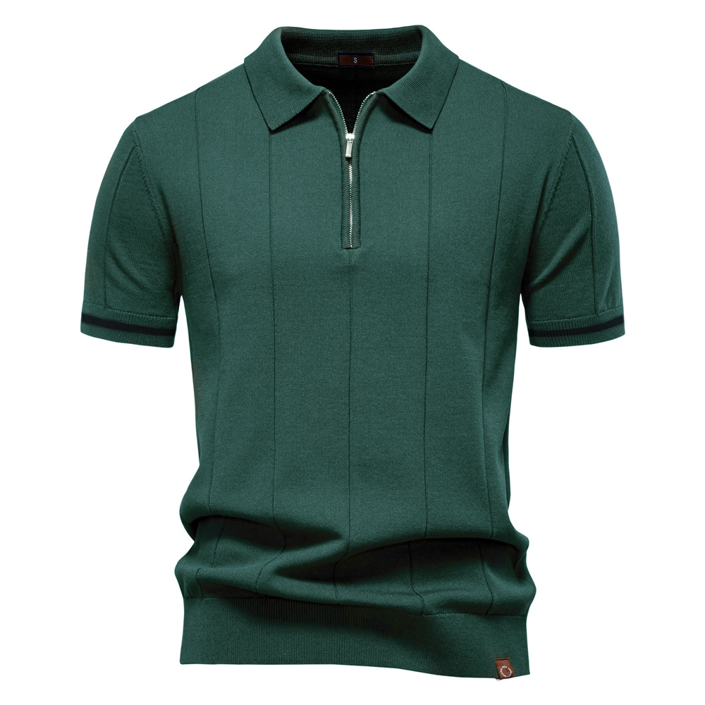 Formal men's textured polo shirt - Image 4