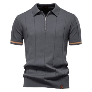 Formal men's textured polo shirt