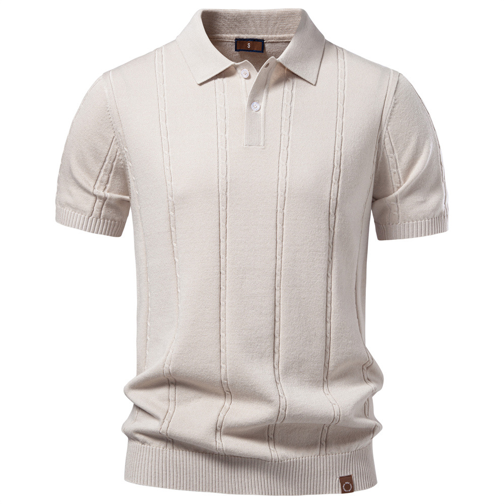 Men's textured knit polo shirt - Image 2