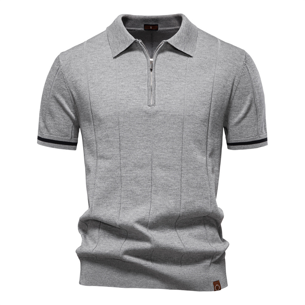 Formal men's textured polo shirt - Image 9