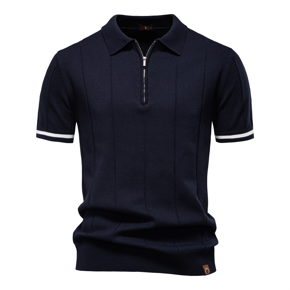 Formal men's textured polo shirt - Image 11