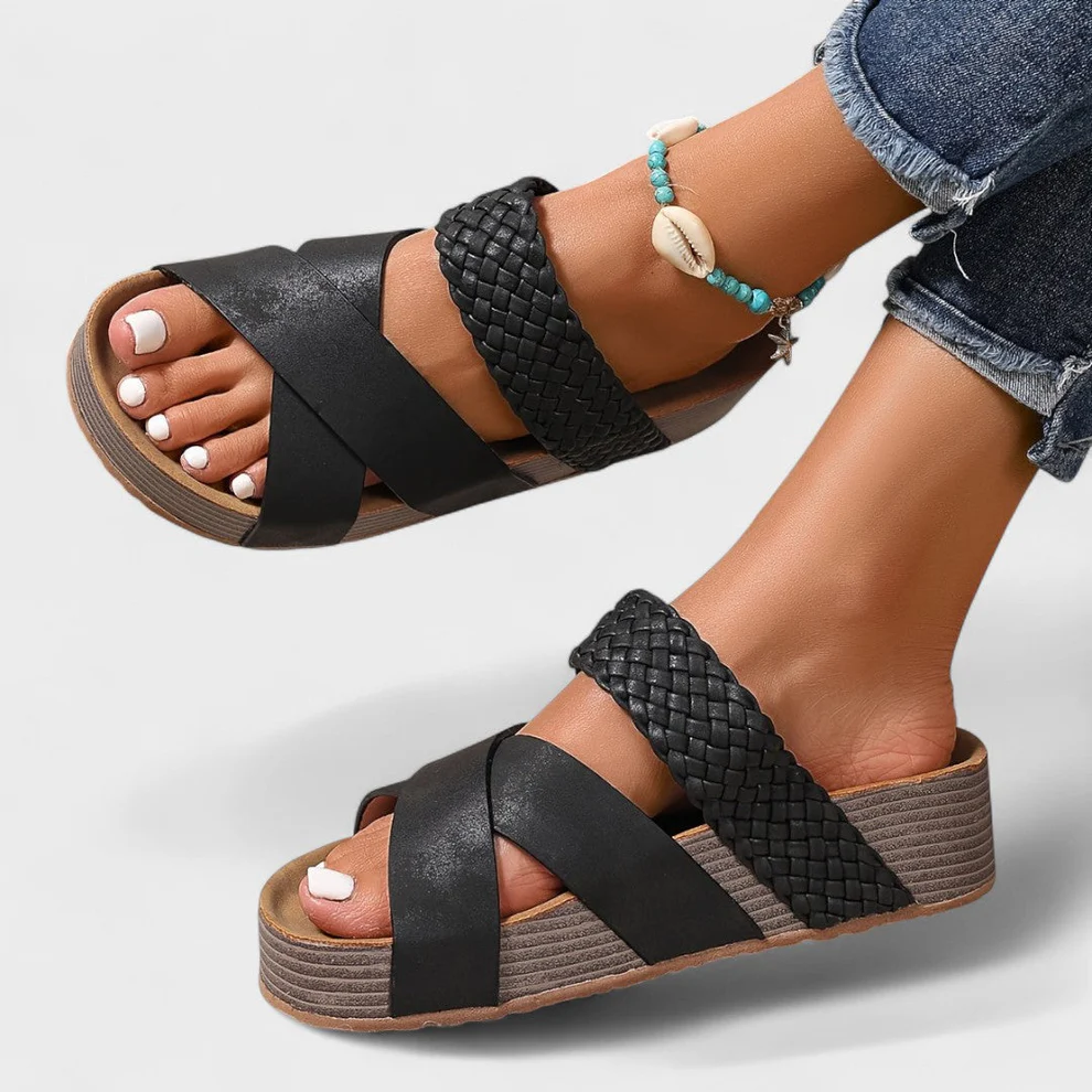 Braided crisscross platform slipper sandals - Image 8