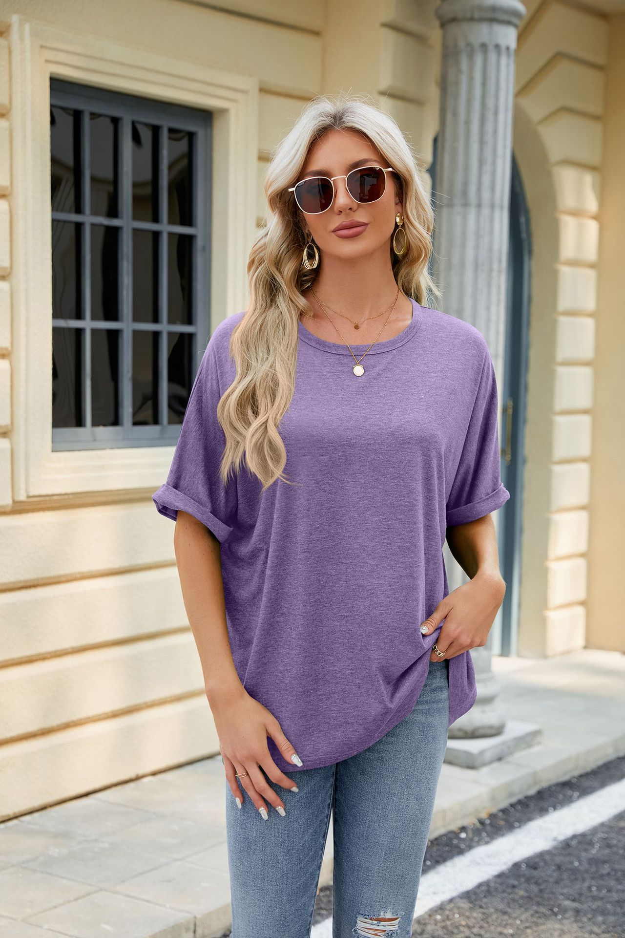 Crew neck oversized women's T-shirt - Image 33