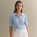 Short-sleeve knitted women's polo top