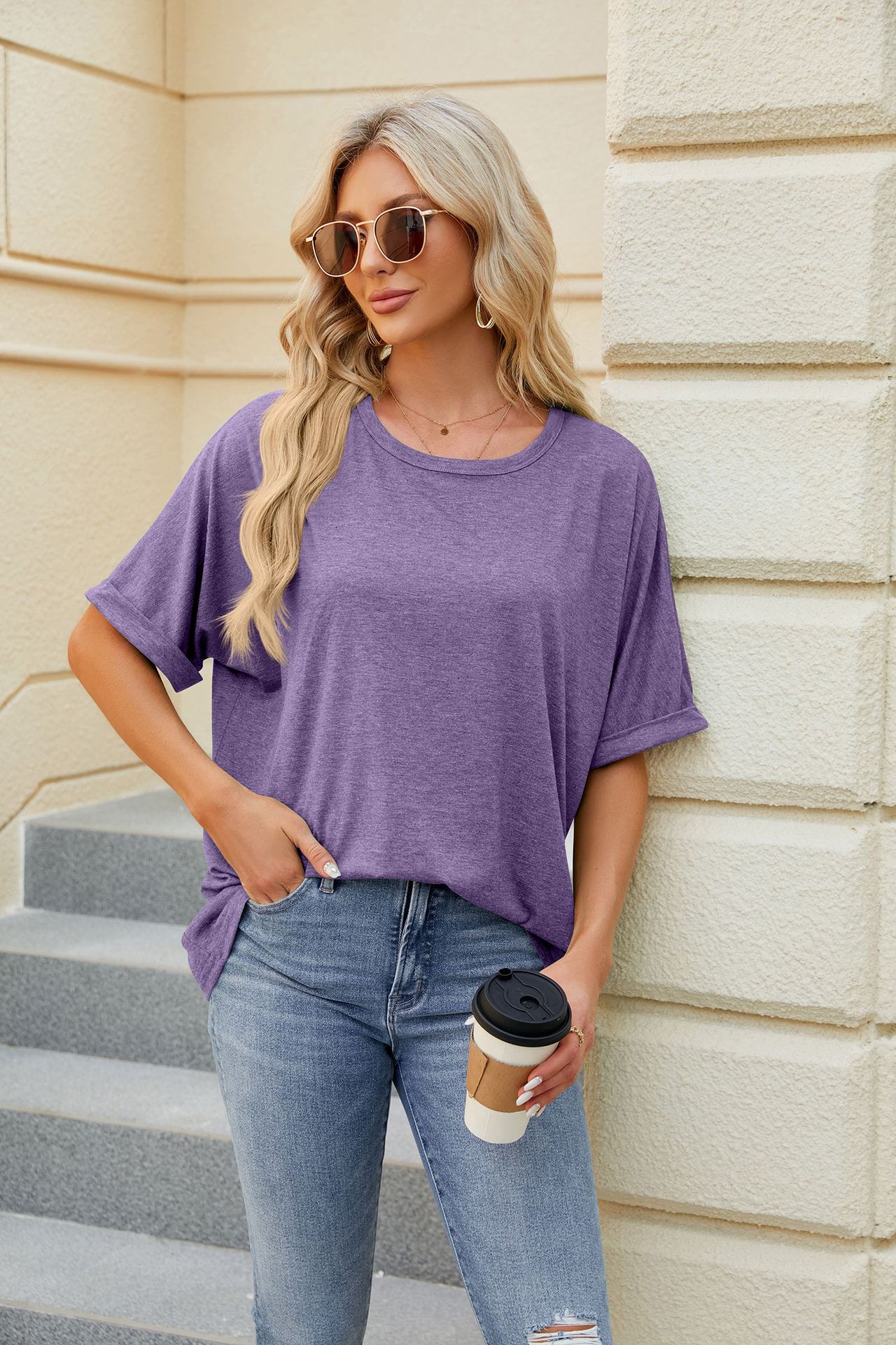 Crew neck oversized women's T-shirt - Image 27