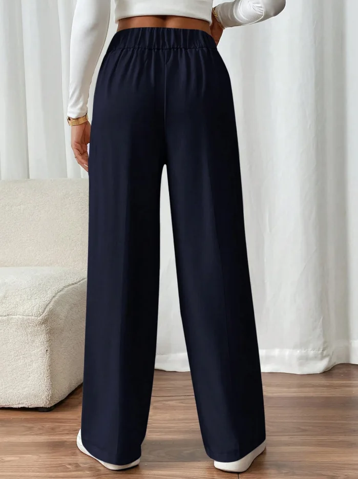 High-waist decorative buttons women's straight pants - Image 36