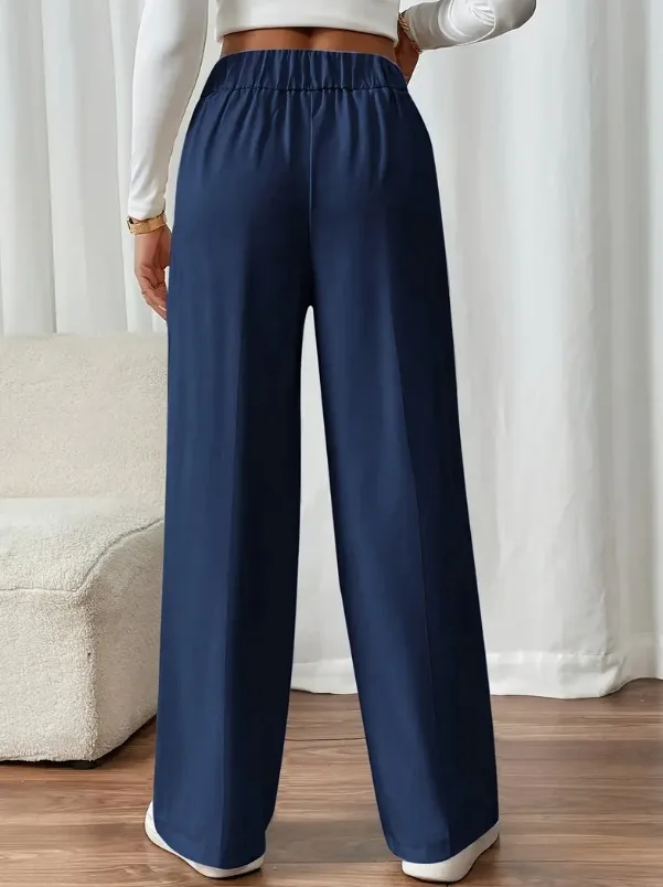 High-waist decorative buttons women's straight pants - Image 33