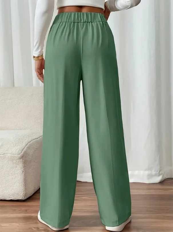 High-waist decorative buttons women's straight pants - Image 20
