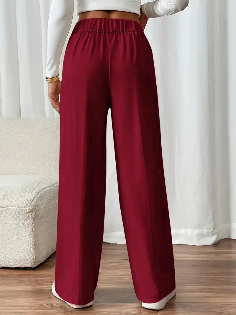 High-waist decorative buttons women's straight pants - Image 31