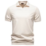 V-neck buttonless men's polo shirt