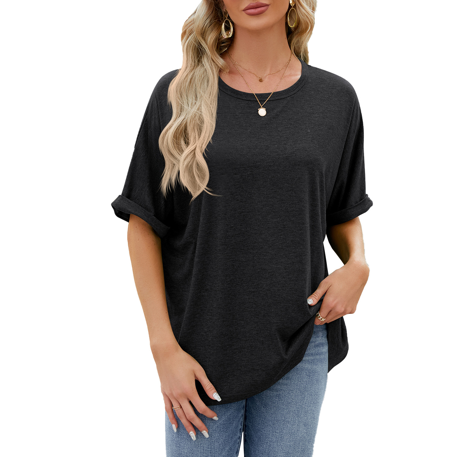 Crew neck oversized women's T-shirt - Image 13