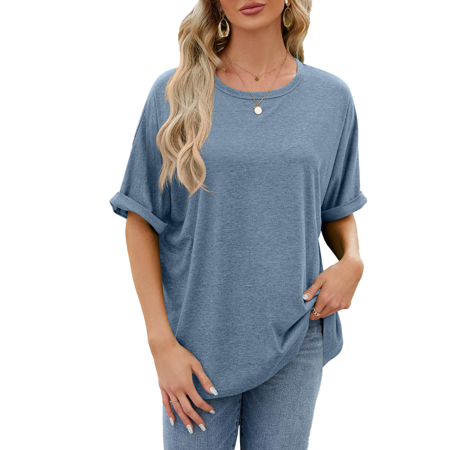 Crew neck oversized women's T-shirt - Image 12