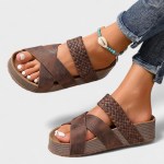 Braided crisscross platform slipper sandals