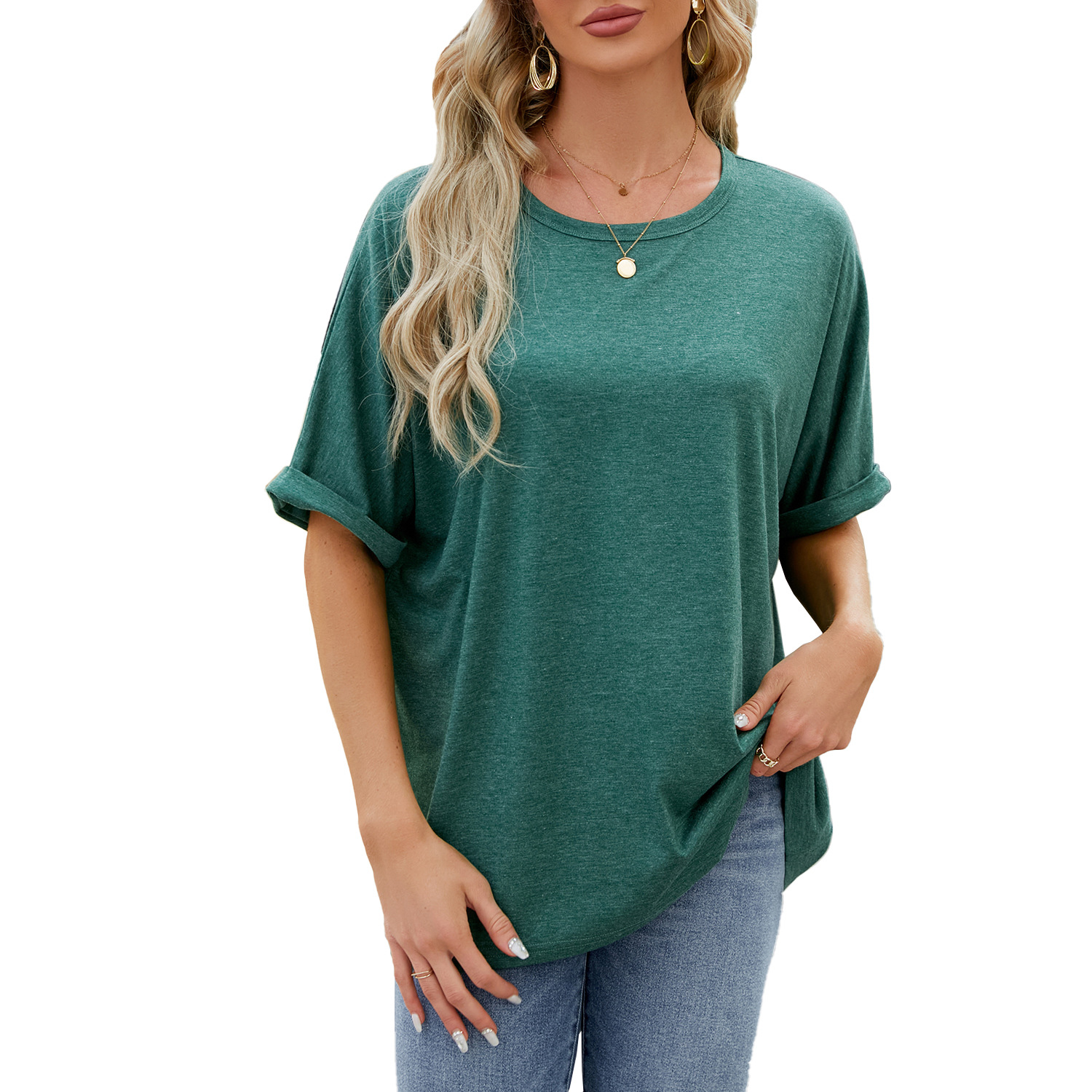 Crew neck oversized women's T-shirt - Image 11
