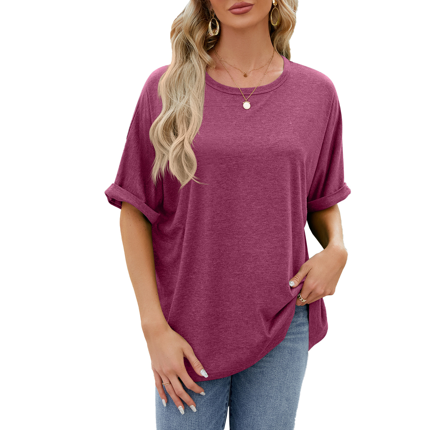 Crew neck oversized women's T-shirt - Image 10