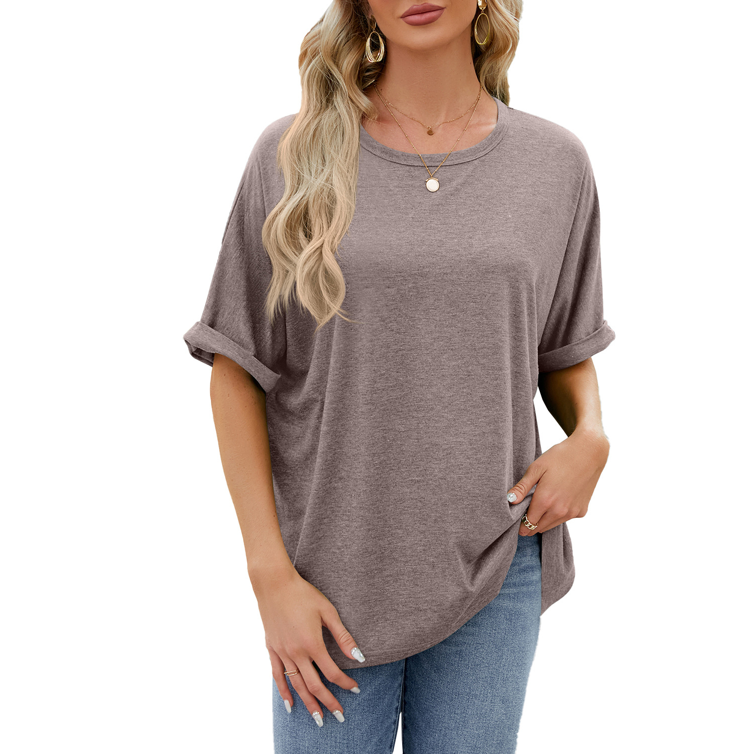 Crew neck oversized women's T-shirt - Image 9