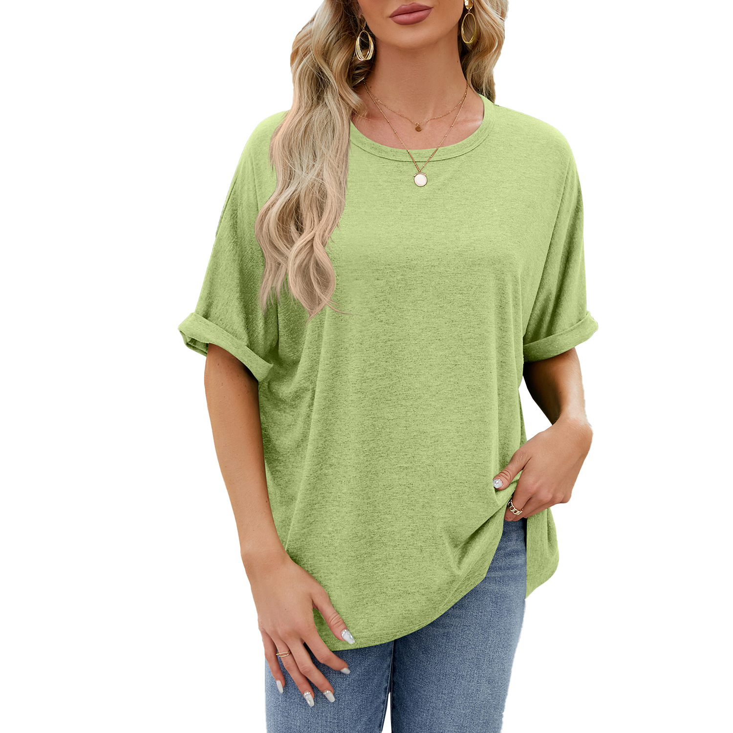 Crew neck oversized women's T-shirt - Image 8