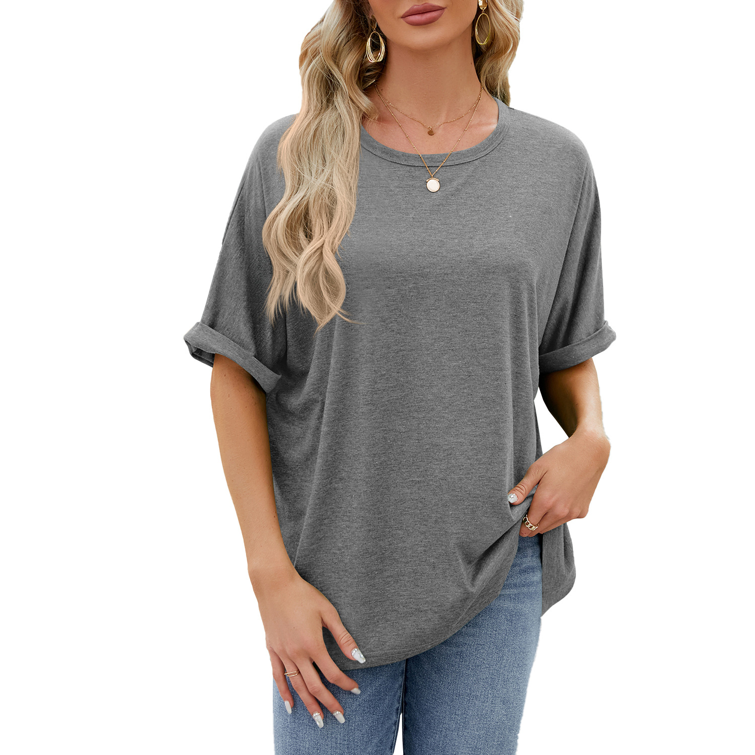 Crew neck oversized women's T-shirt - Image 7