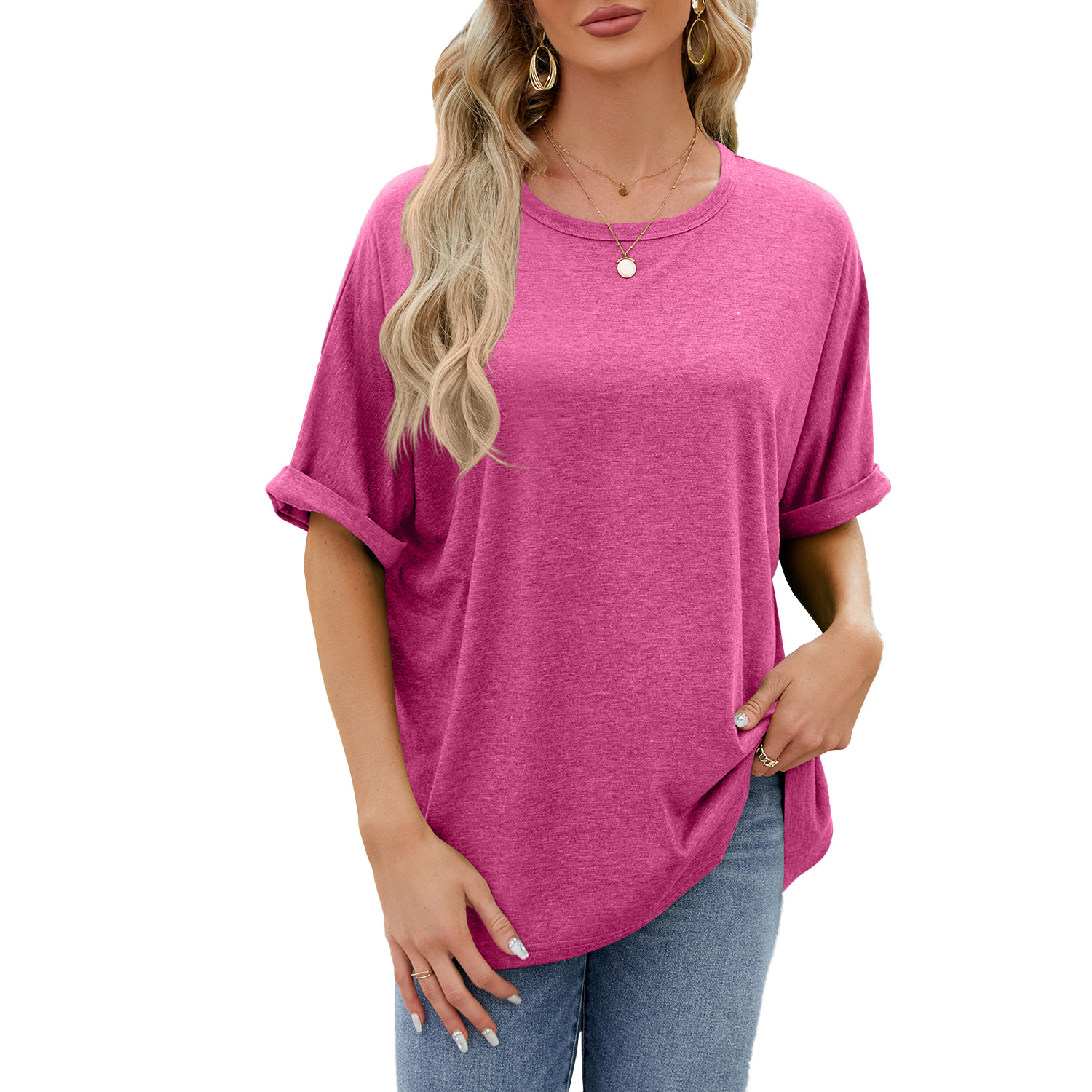 Crew neck oversized women's T-shirt - Image 6