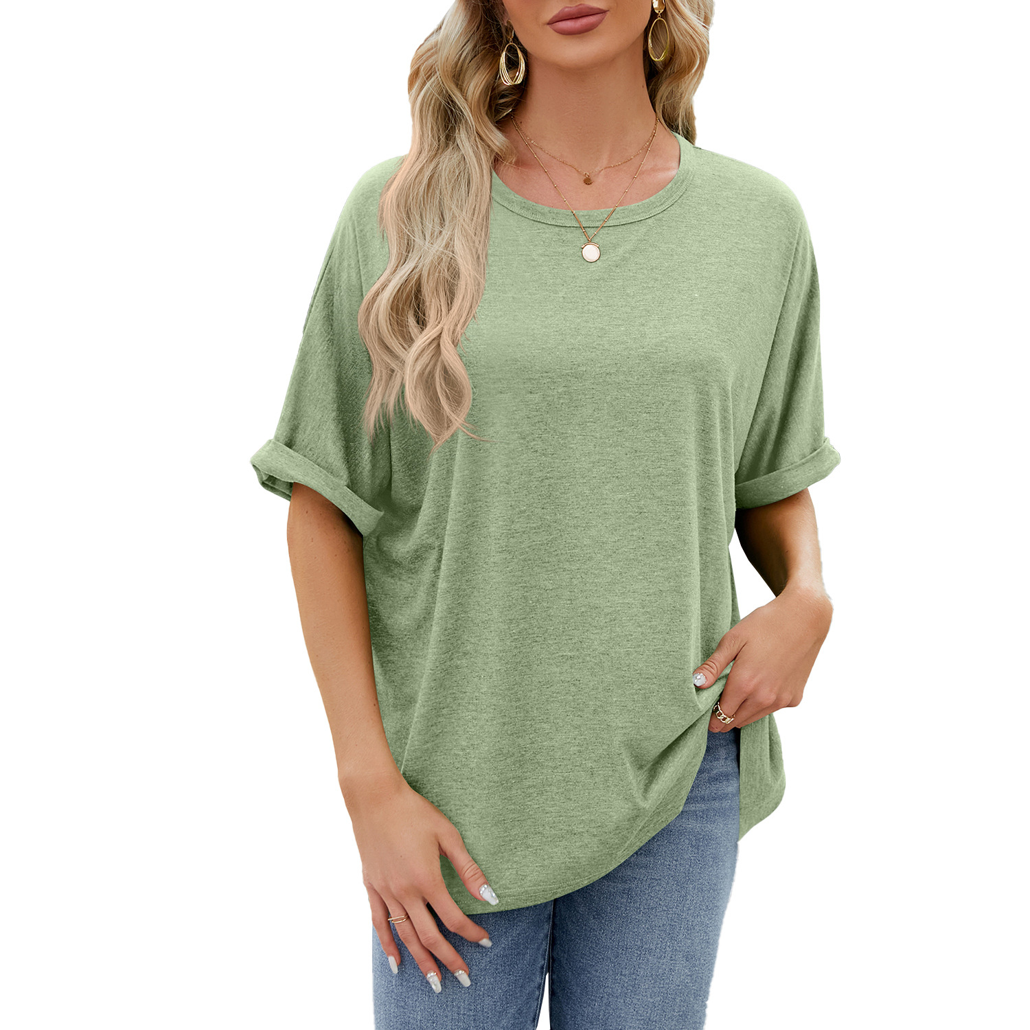 Crew neck oversized women's T-shirt - Image 4