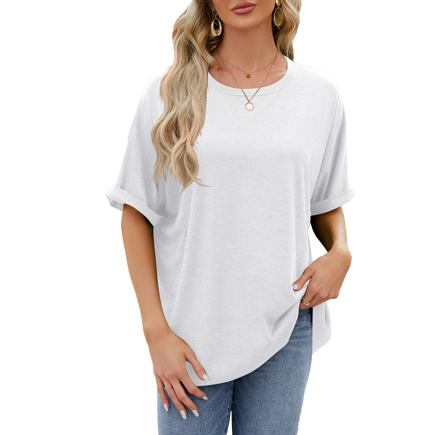 Crew neck oversized women's T-shirt - Image 2