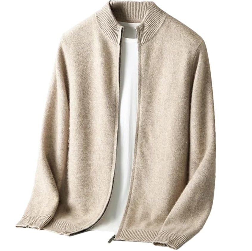 Full-zip wool men's cardigan