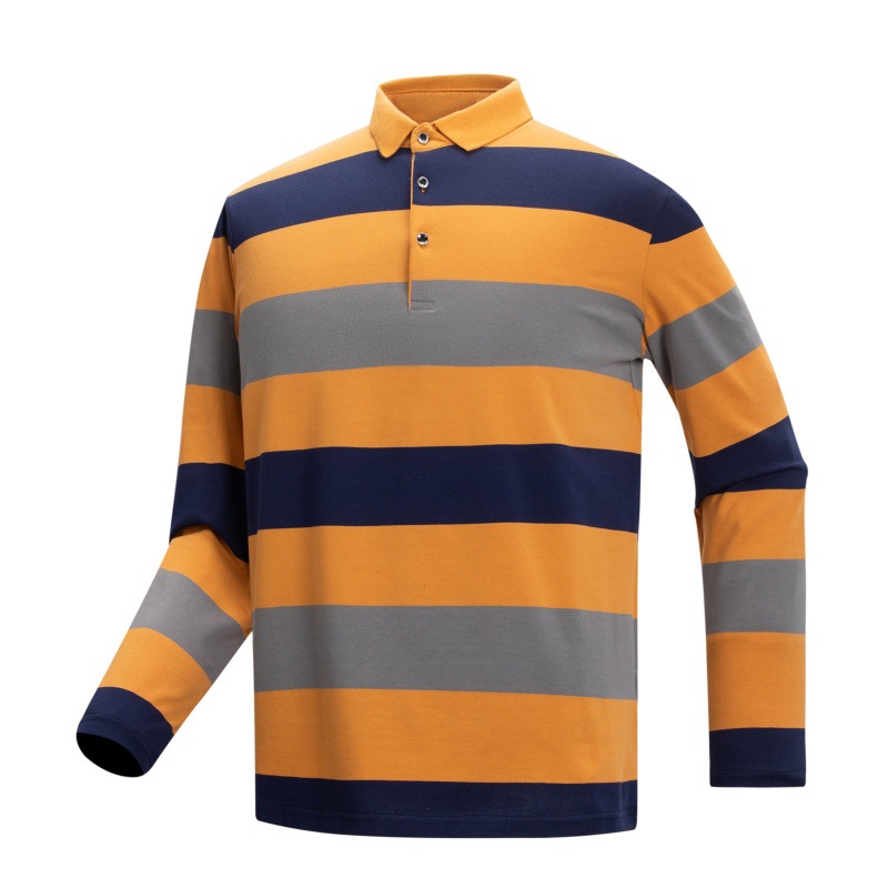 Striped long-sleeve men's polo shirt - Image 9