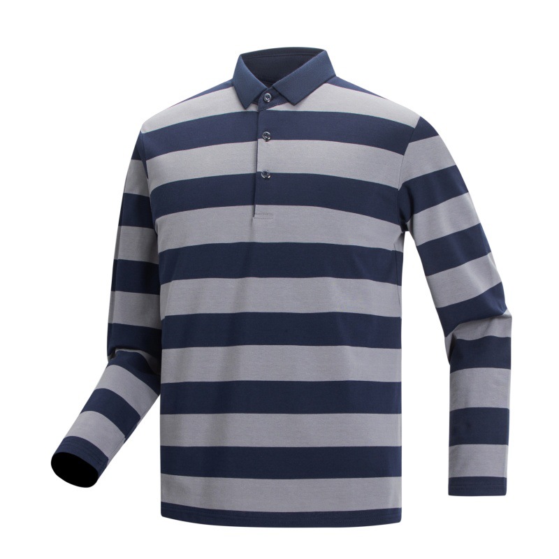 Striped long-sleeve men's polo shirt - Image 8