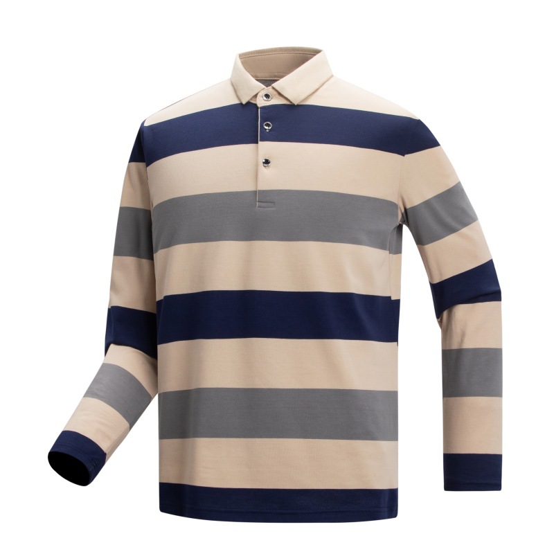 Striped long-sleeve men's polo shirt - Image 7