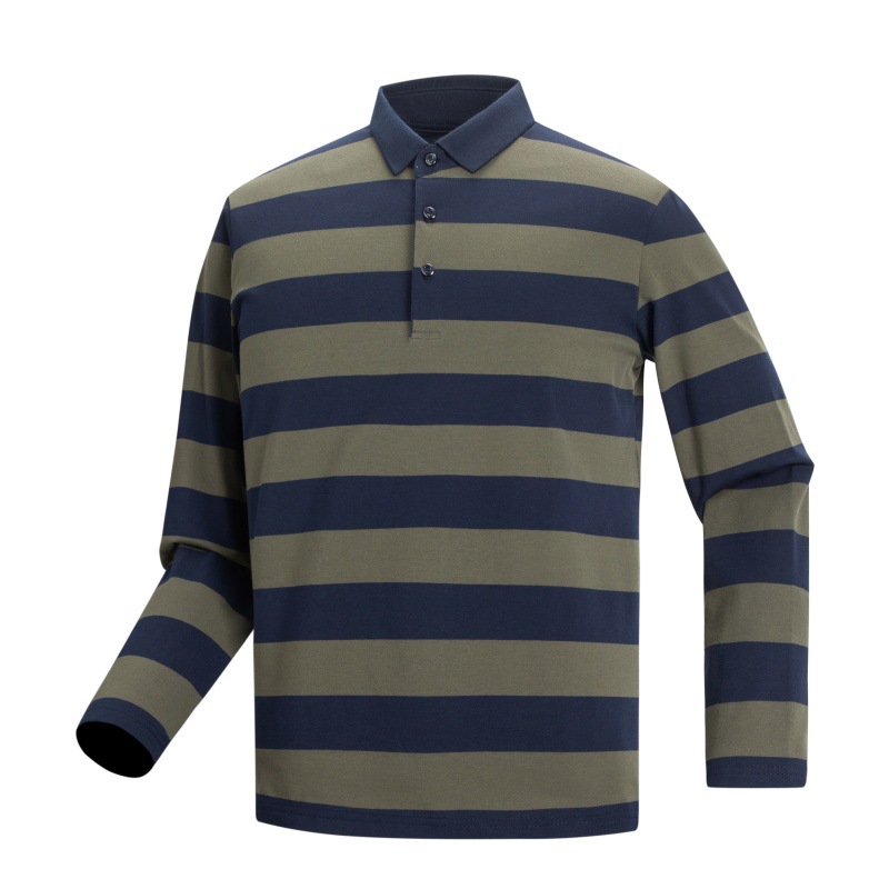 Striped long-sleeve men's polo shirt - Image 6