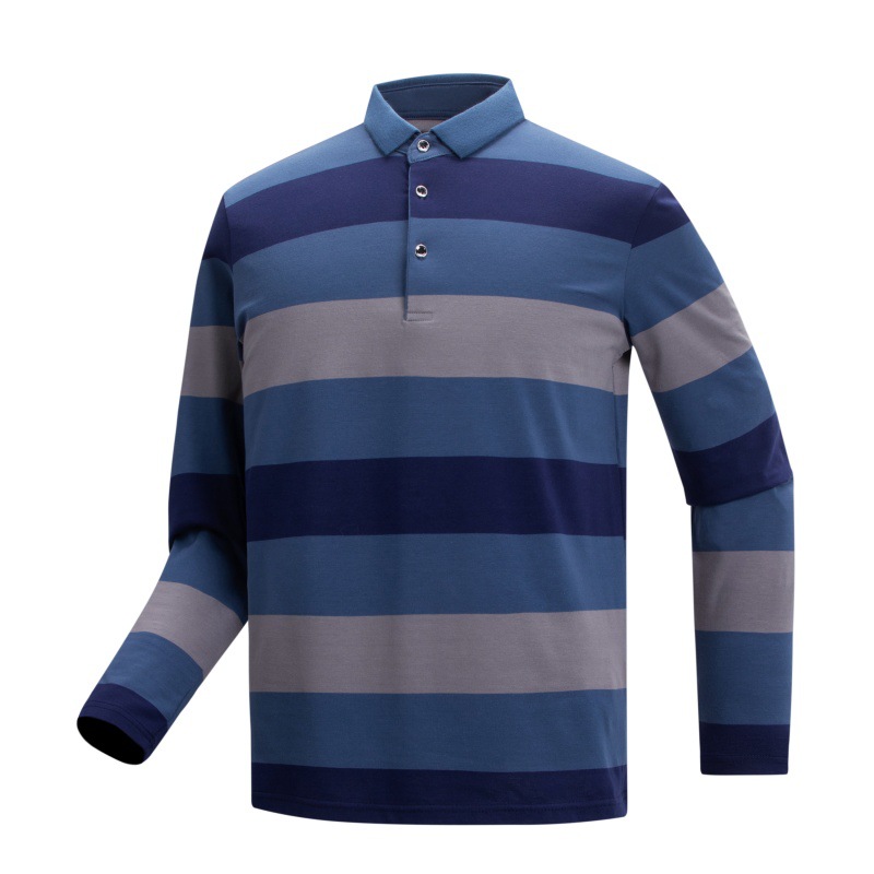 Striped long-sleeve men's polo shirt - Image 5