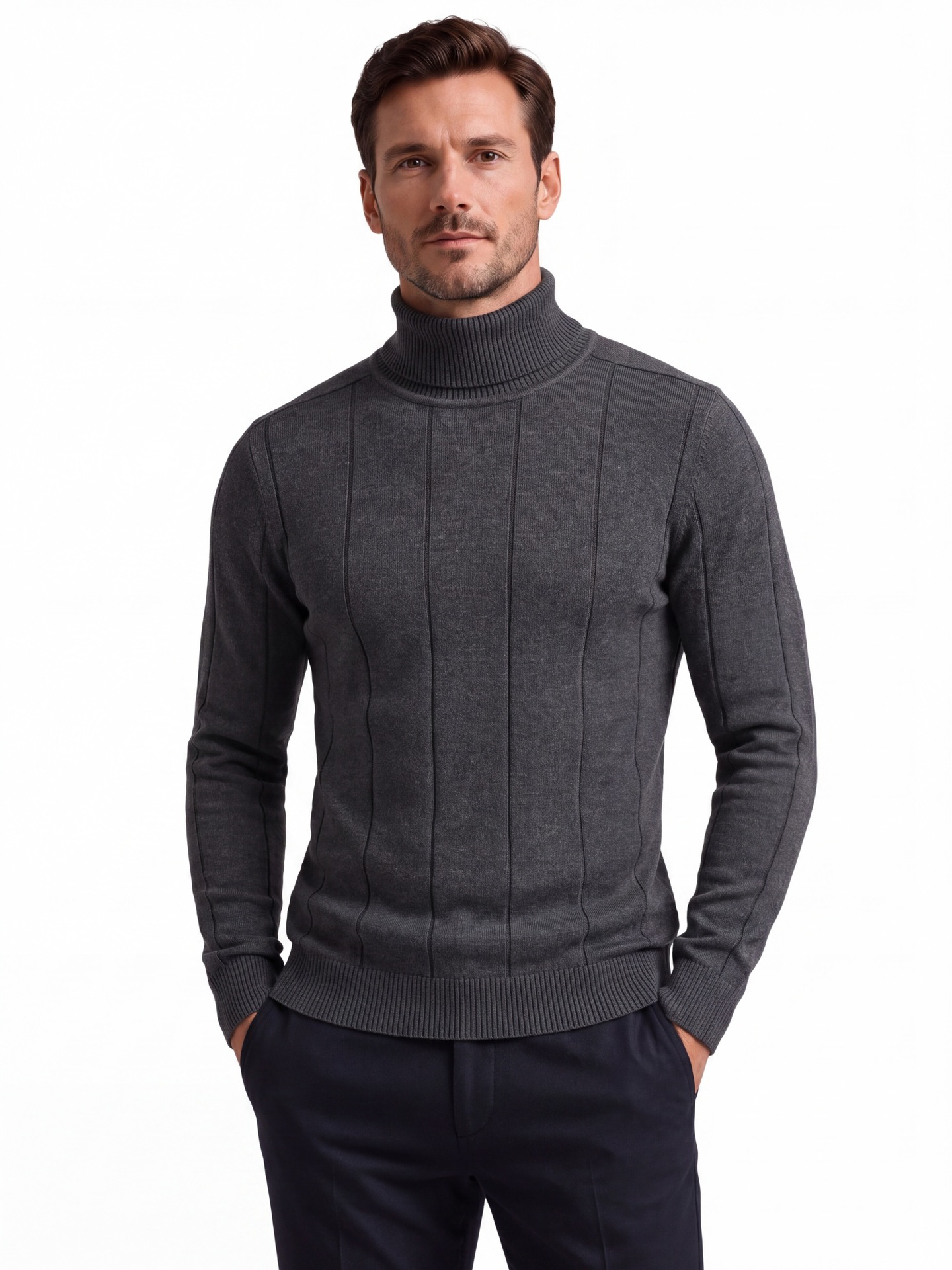 Slim fit men's turtleneck sweater - Image 12