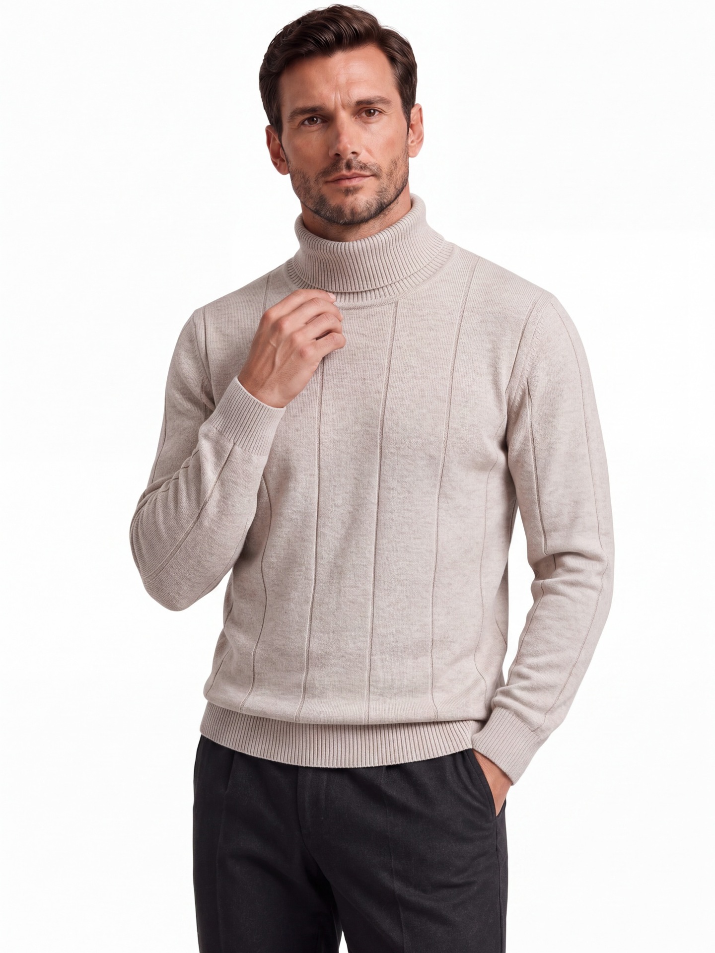 Slim fit men's turtleneck sweater - Image 9