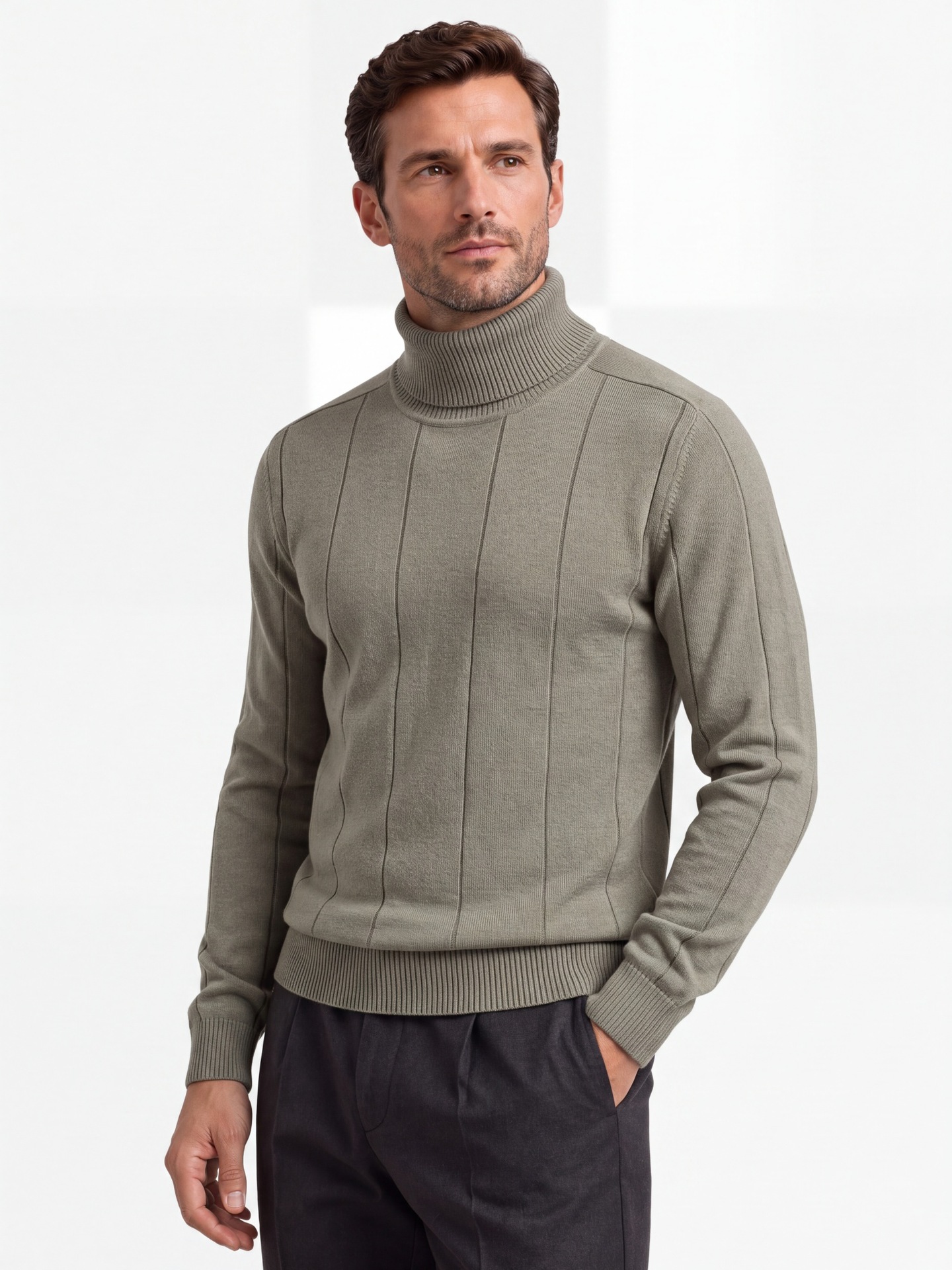 Slim fit men's turtleneck sweater - Image 13