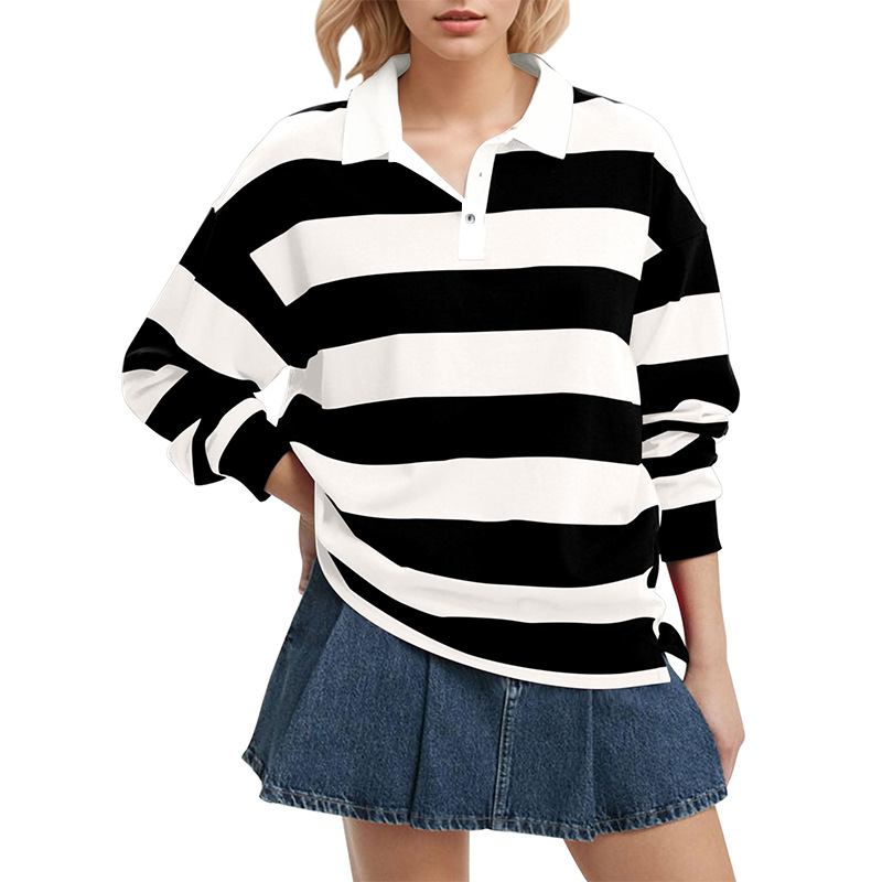 Oversized women's striped rugby shirt - Image 2