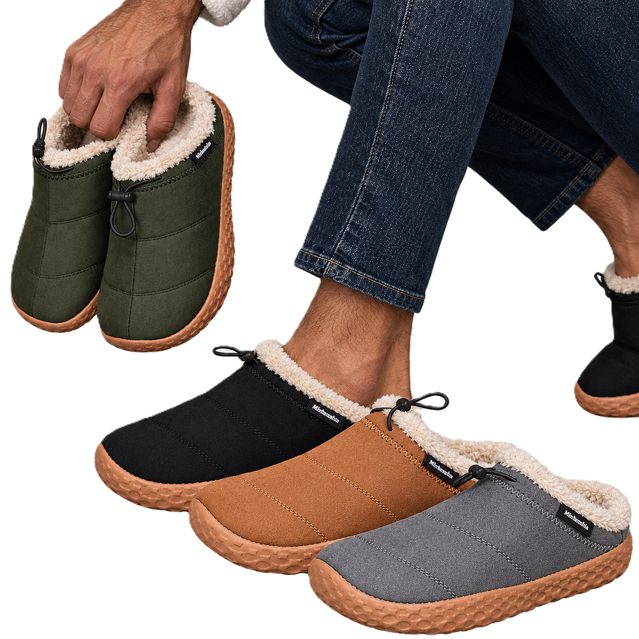Warm slip-on men's mules