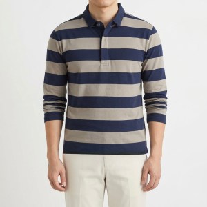 Striped long-sleeve men's polo shirt