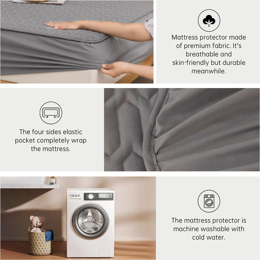 Quilted water-resistant fitted mattress protector - Image 11