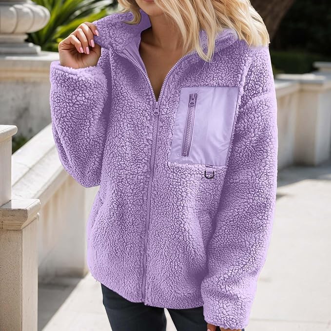 Teddy fleece stand up collar outdoor women's jacket - Image 16