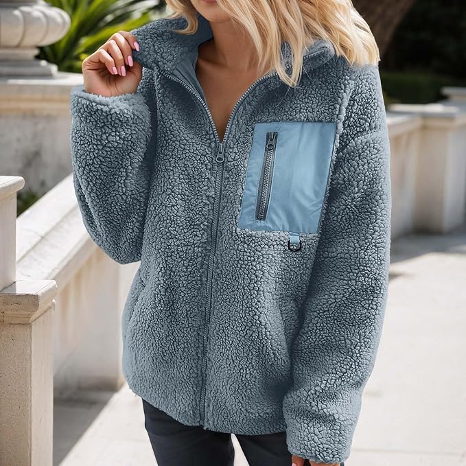 Teddy fleece stand up collar outdoor women's jacket - Image 11