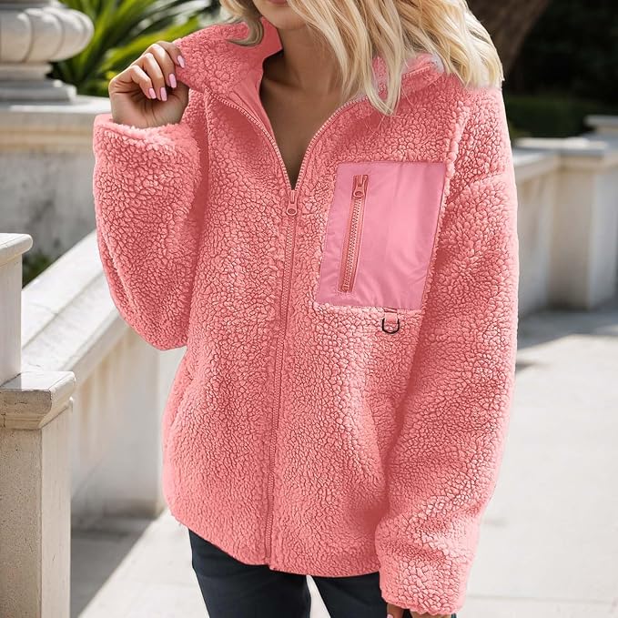 Teddy fleece stand up collar outdoor women's jacket - Image 12