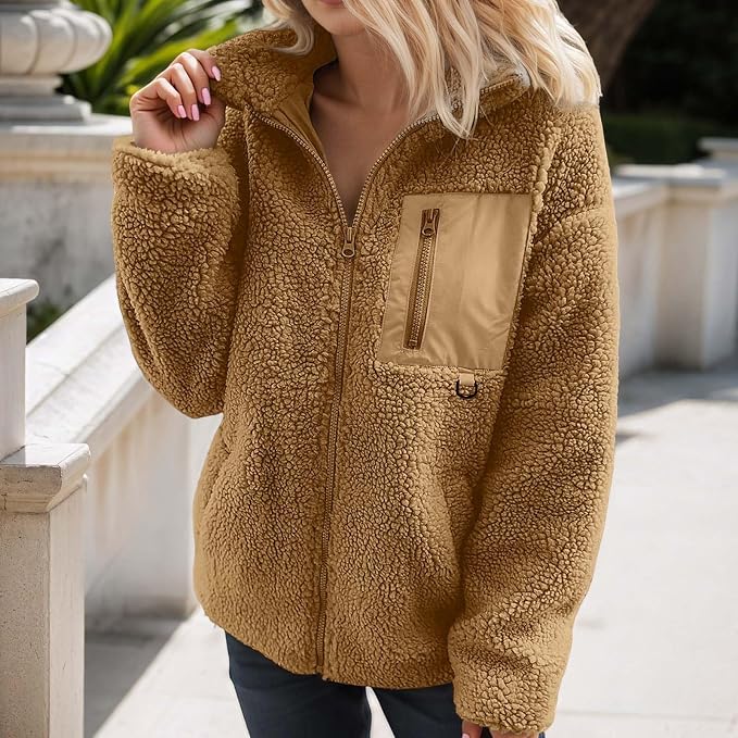 Teddy fleece stand up collar outdoor women's jacket - Image 14