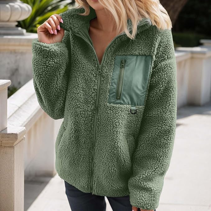 Teddy fleece stand up collar outdoor women's jacket - Image 13