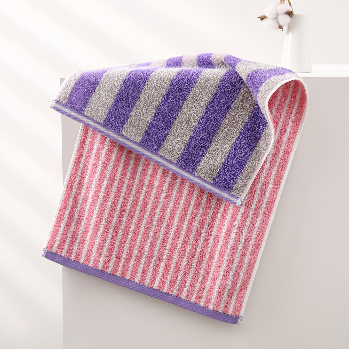 100% cotton striped bathroom towel - Image 9