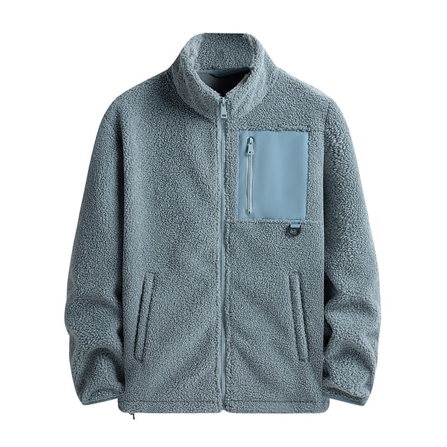 Teddy fleece stand up collar outdoor men's jacket - Image 3