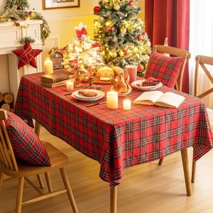 Tartan plaid Christmas tablecloth